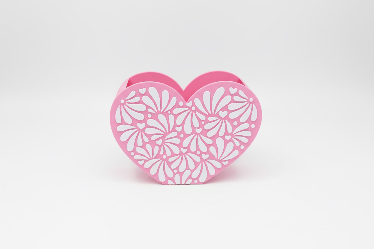 3D Printed Talavera Heart Pen Holder – Custom Two-Color