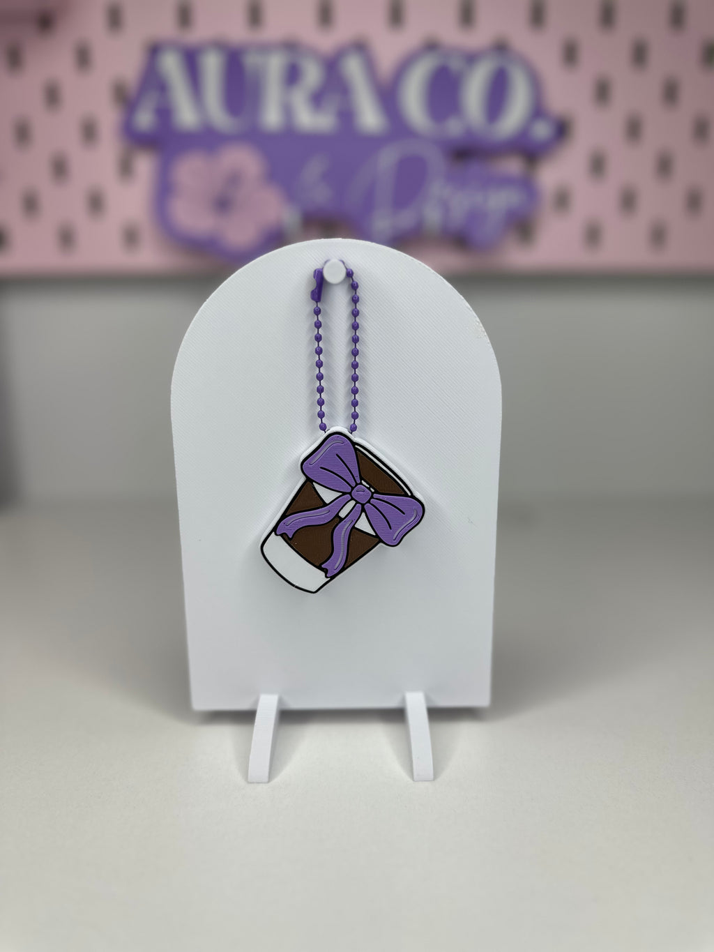 Coffee Cup Bow Keychain