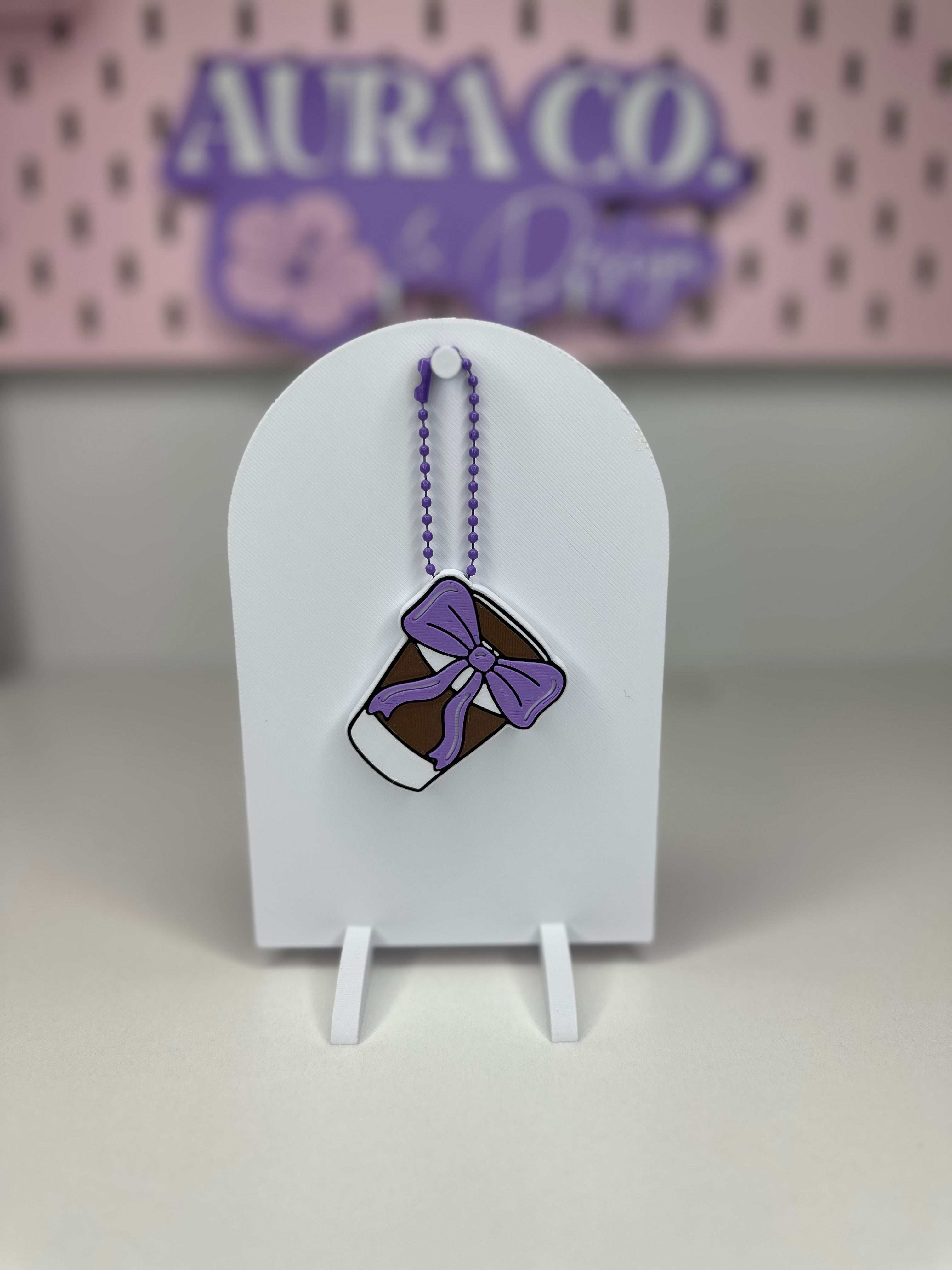 Coffee Cup Bow Keychain