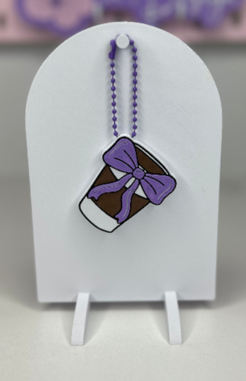 Coffee Cup Bow Keychain